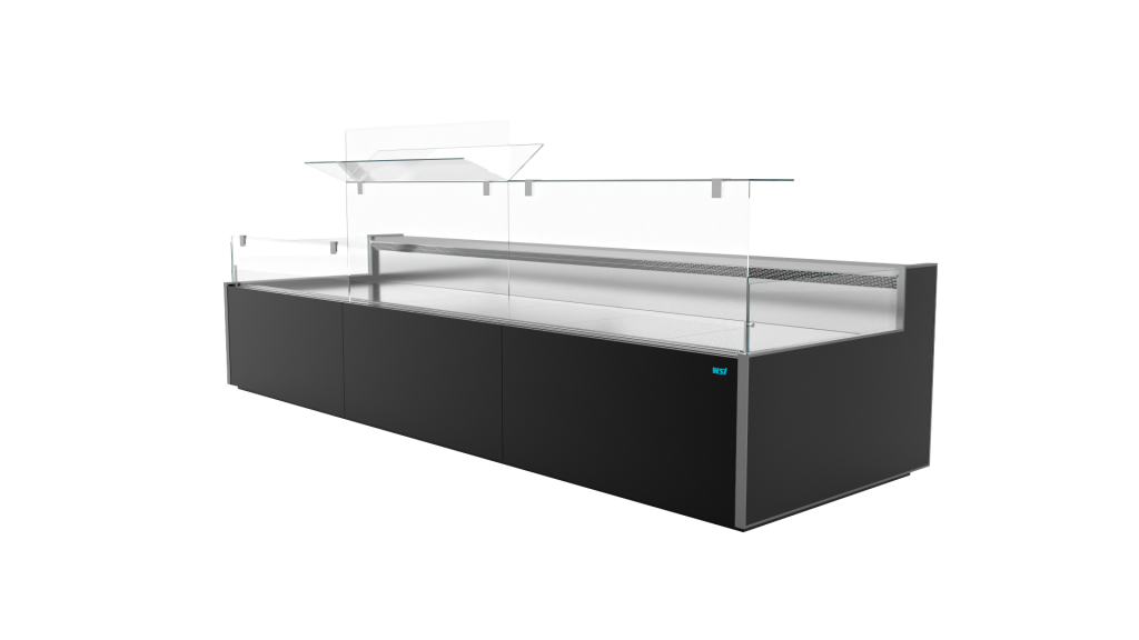 Remote Serve Over Counter PASSION is the most favorable counter with stainless steel inner surface, variable glass and base decoration options.